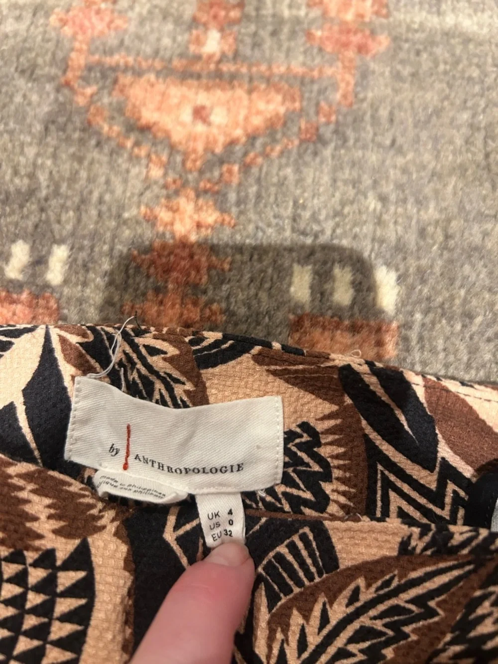 Anthropologie Brown and Black Tribal-Print Wide-Leg Pants - Picture 2 of 5